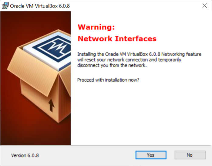 VirtualBoxのネットワークインターフェースの警告