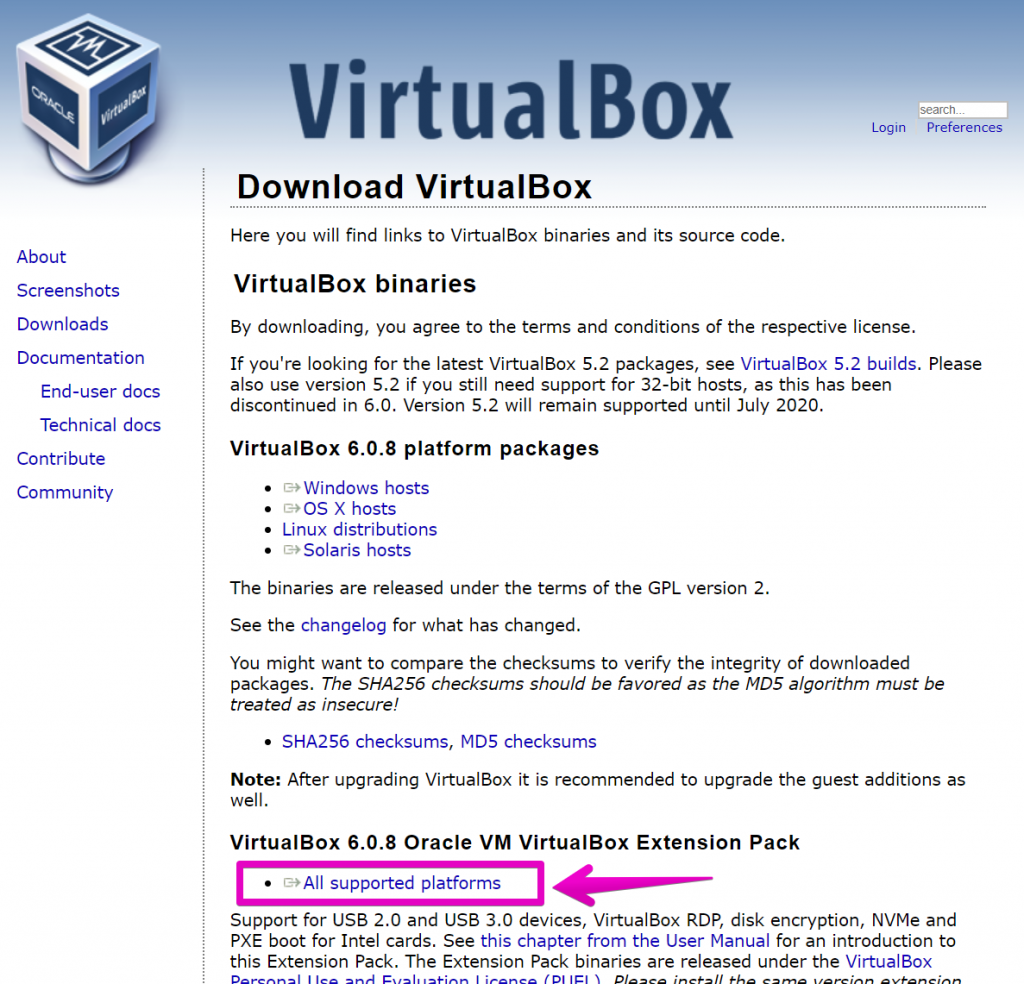 VirtualBoxの拡張パック